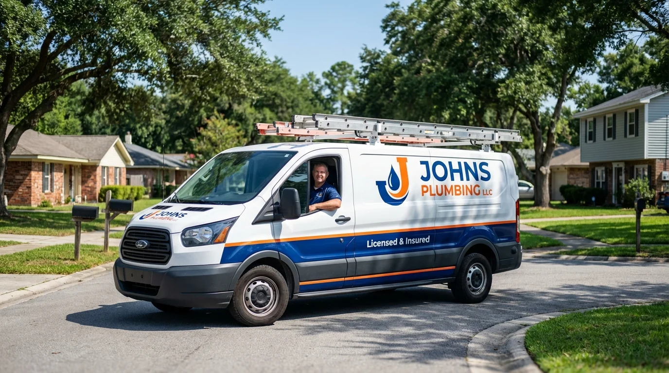 Johns Plumbing LLC service van in Port Sulphur, LA