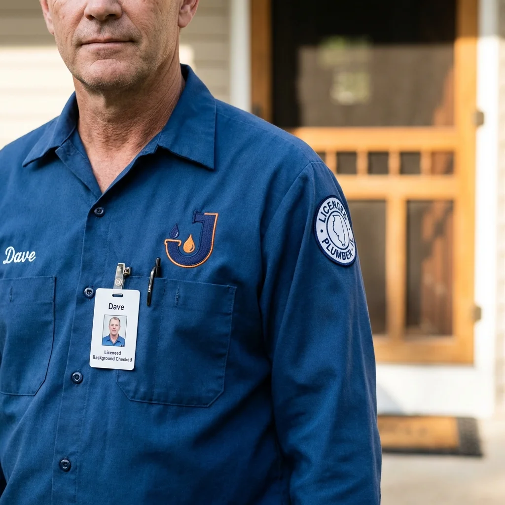 Licensed plumber showing ID badge in Port Sulphur, LA