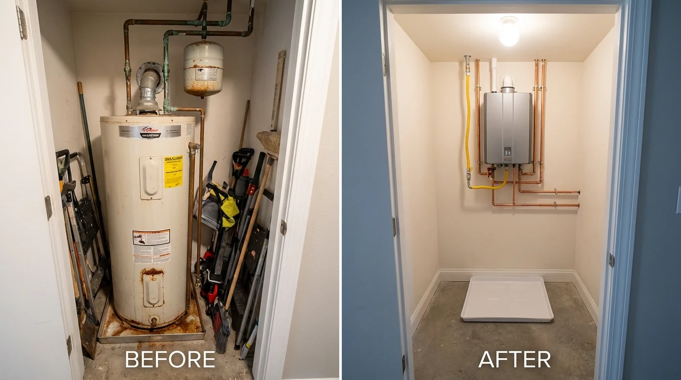 Tank water heater versus wall-mounted tankless unit comparison for Port Sulphur, LA homeowners